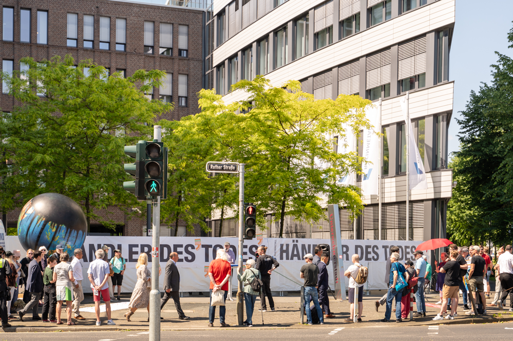 Kundgebung vor der Rheinmetall-Konzernzentrale am 24. Mai 2024 - Foto: © Ohne Rüstung Leben