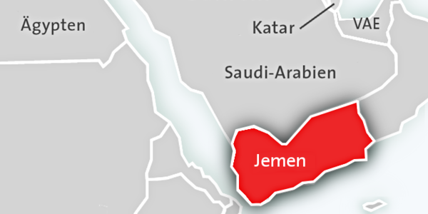 Karte des Golf von Aden mit dem Jemen