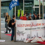 Protest gegen die ITEC 2018 vor der Messe Stuttgart 