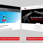 Screenshot der deutschen und der US-amerikanischen Webseite von Heckler & Koch