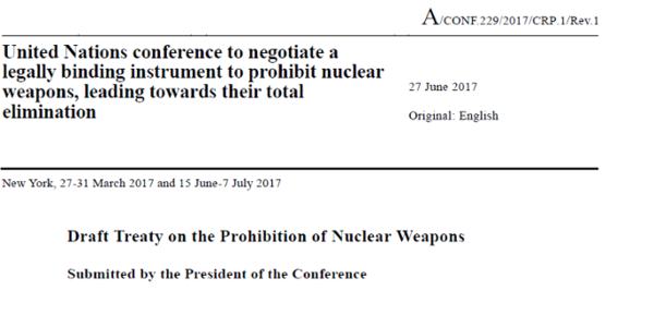Titelseite des zweiten Entwurfs für einen Atomwaffen-Verbotsvertrag (Screenshot)