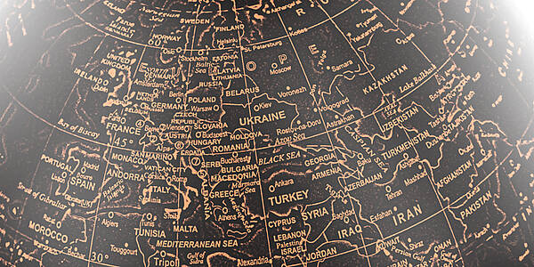 Karte Europas mit der Ukraine im Zentrum