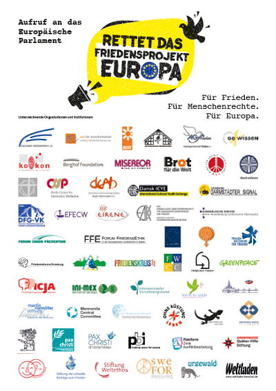Plakat "Rettet das Friedensprojekt Europa!" zum Ausdrucken