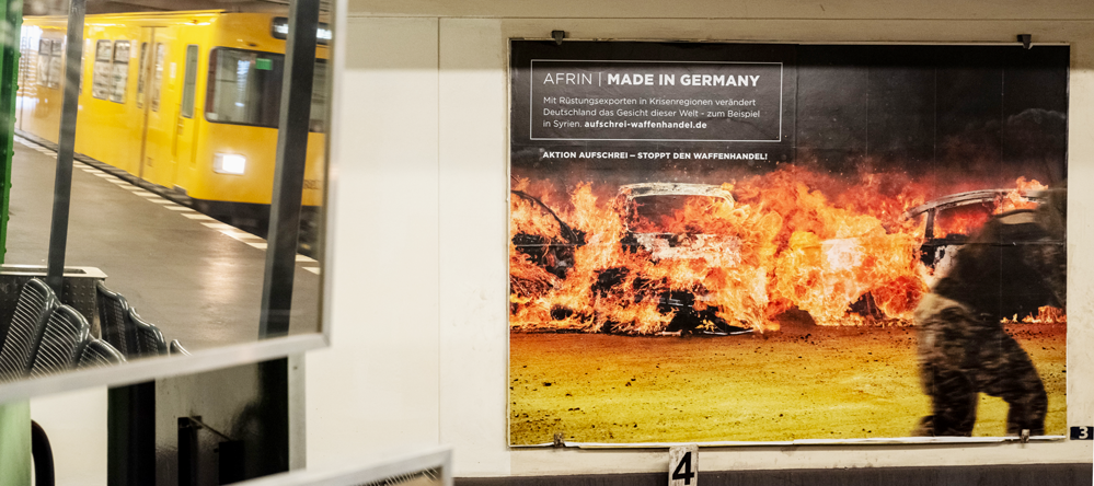Plakatmotiv &quot;Afrin - Made in Germany&quot; in der Berliner U-Bahn