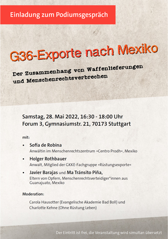 Veranstaltung: G36-Exporte nach Mexiko, 28. Mai 2022, Stuttgart