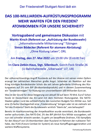 Veranstaltung "Das 100-Milliarden-Aufrüstungsprogramm", 27. Mai 2022, Stuttgart